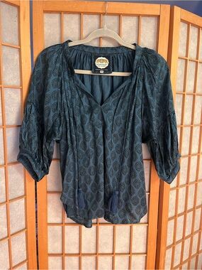Gorgeous Blue Peasant Blouse